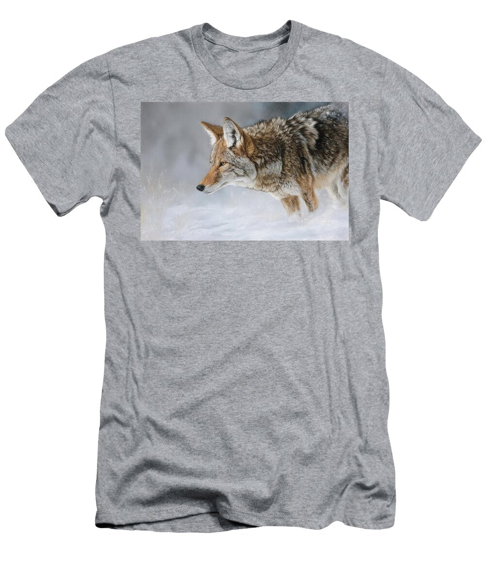 Coyote in a Snowy Landscape Athena Mckinzie T-Shirt
