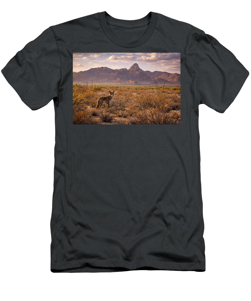 Coyote in Desert Landscape Douglas Barnett T-Shirt