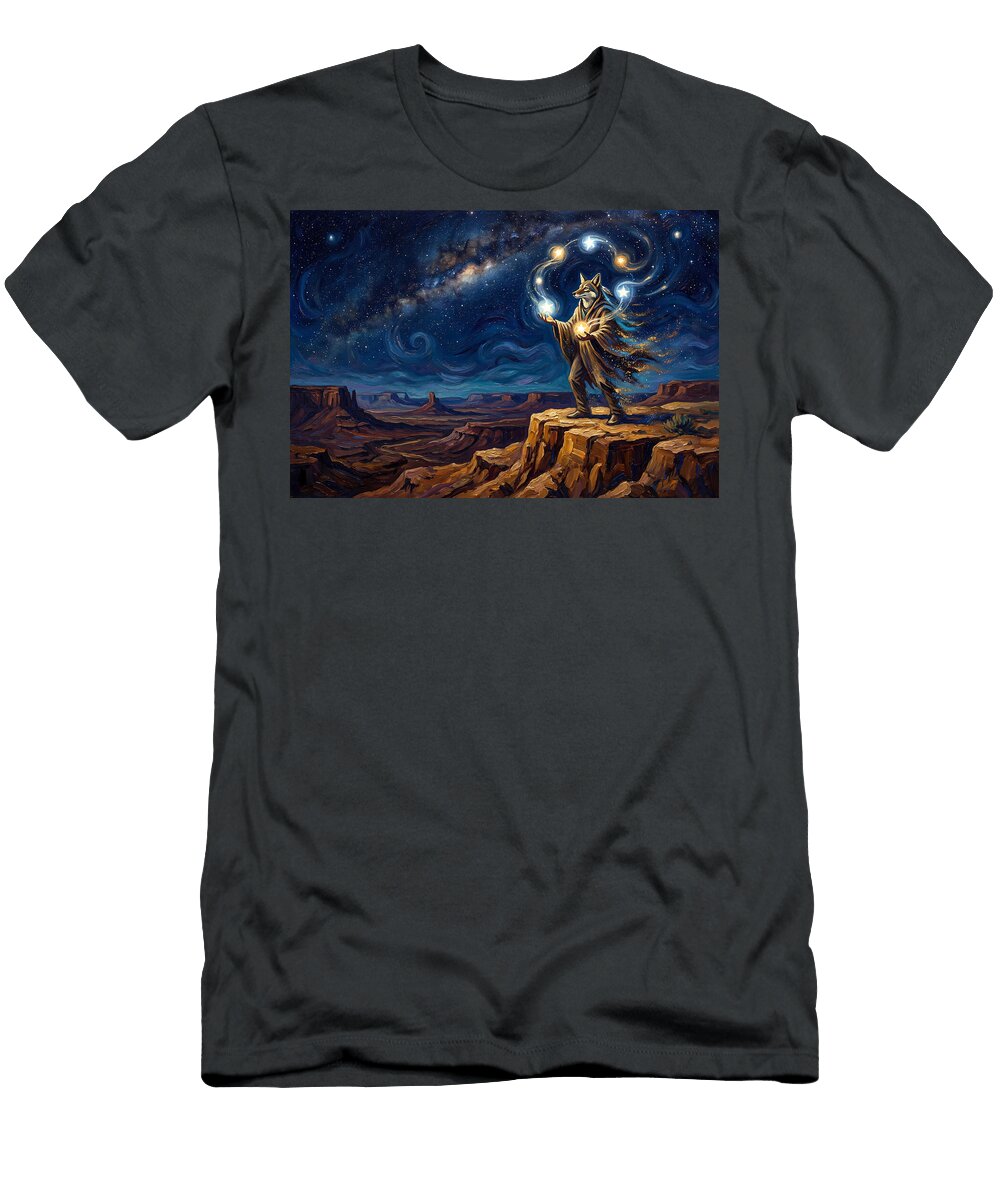Coyote Juggling the Night Stars Titan Lore Co T-Shirt