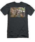 Coyote Peeking Behind Tree Stacey Reid T-Shirt