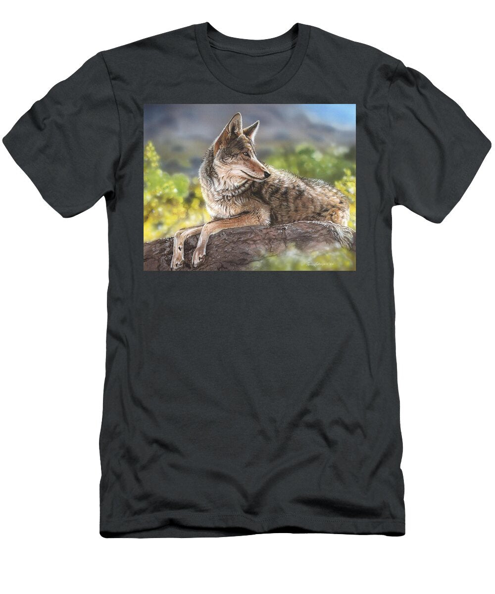 Coyote Resting on a Rock Parry Johnson T-Shirt