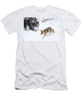 Coyote Running Past Grazing Bison in Snow Hayden Valley Nick Garbutt Natureplcom T-Shirt