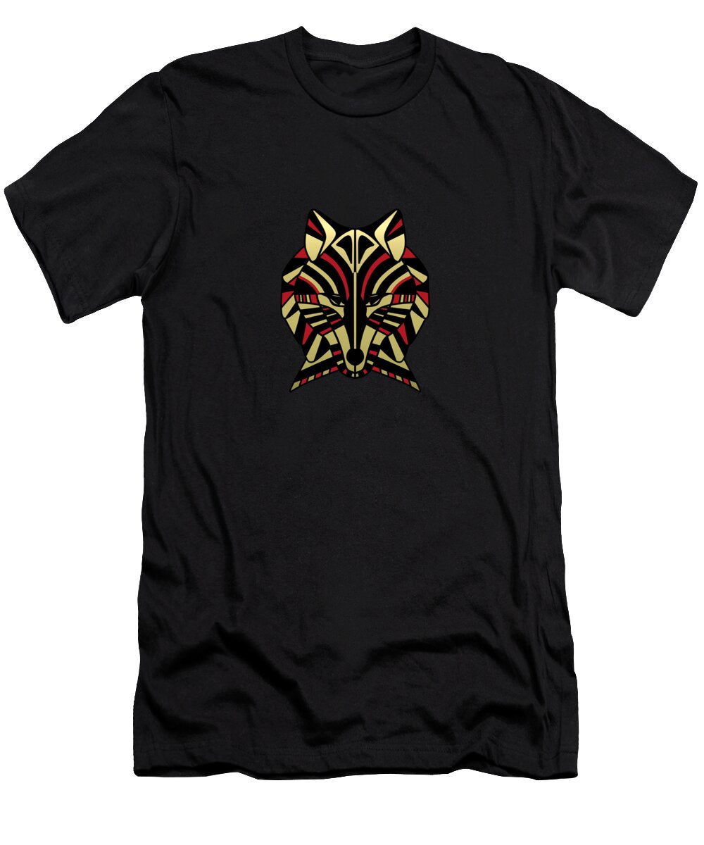 Coyote Totem Design in Gold and Black Patricia Keith T-Shirt