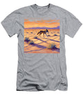 Coyote Tracks Crossing an Open Playa At Alabaster Dawn Rhys Jacobson T-Shirt