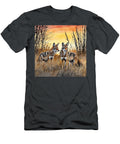 Coyotes Foraging Together At Dawn Along Prairie Grass Edges Rhys Jacobson T-Shirt