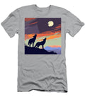 Coyotes Silhouetted on a Ridge Howling At the Moon Rhys Jacobson T-Shirt