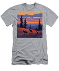 Coyotes Silhouetted on Ridges At Indigo Dusk Gloaming Rhys Jacobson T-Shirt