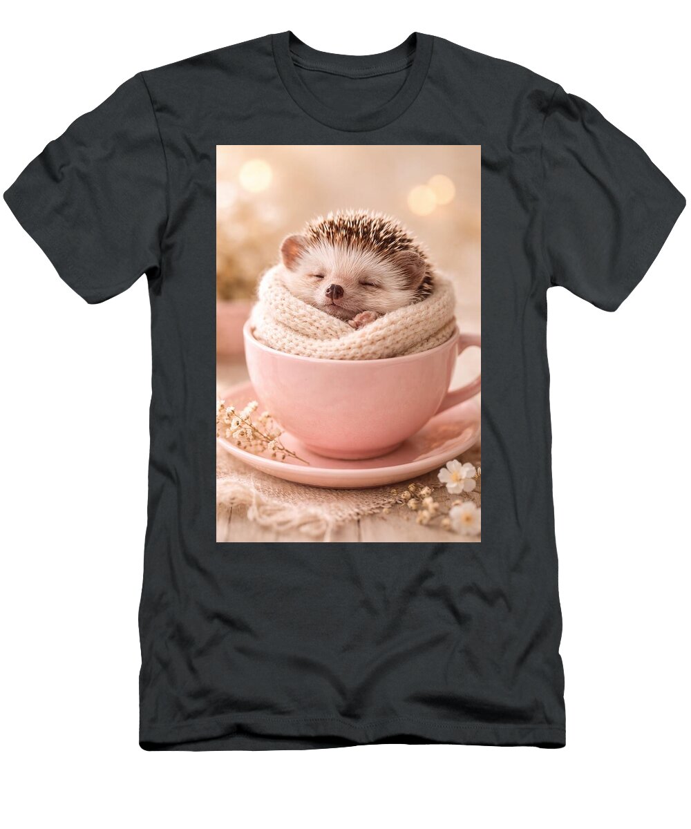 Cozy Hedgehog in Pink Teacup Ego Crash T-Shirt