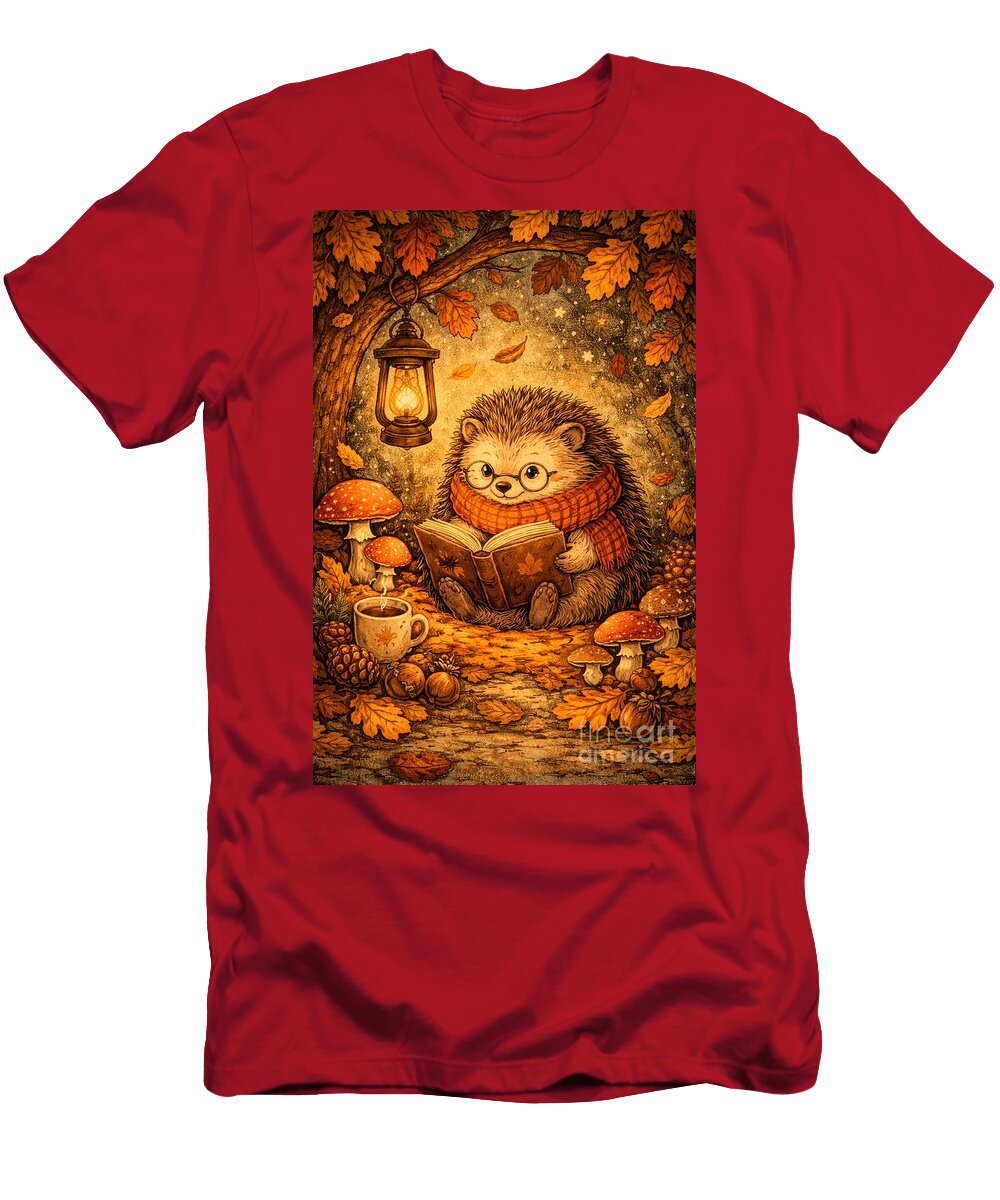 Cozy Hedgehog Reading in Autumn Sun D Studio T-Shirt
