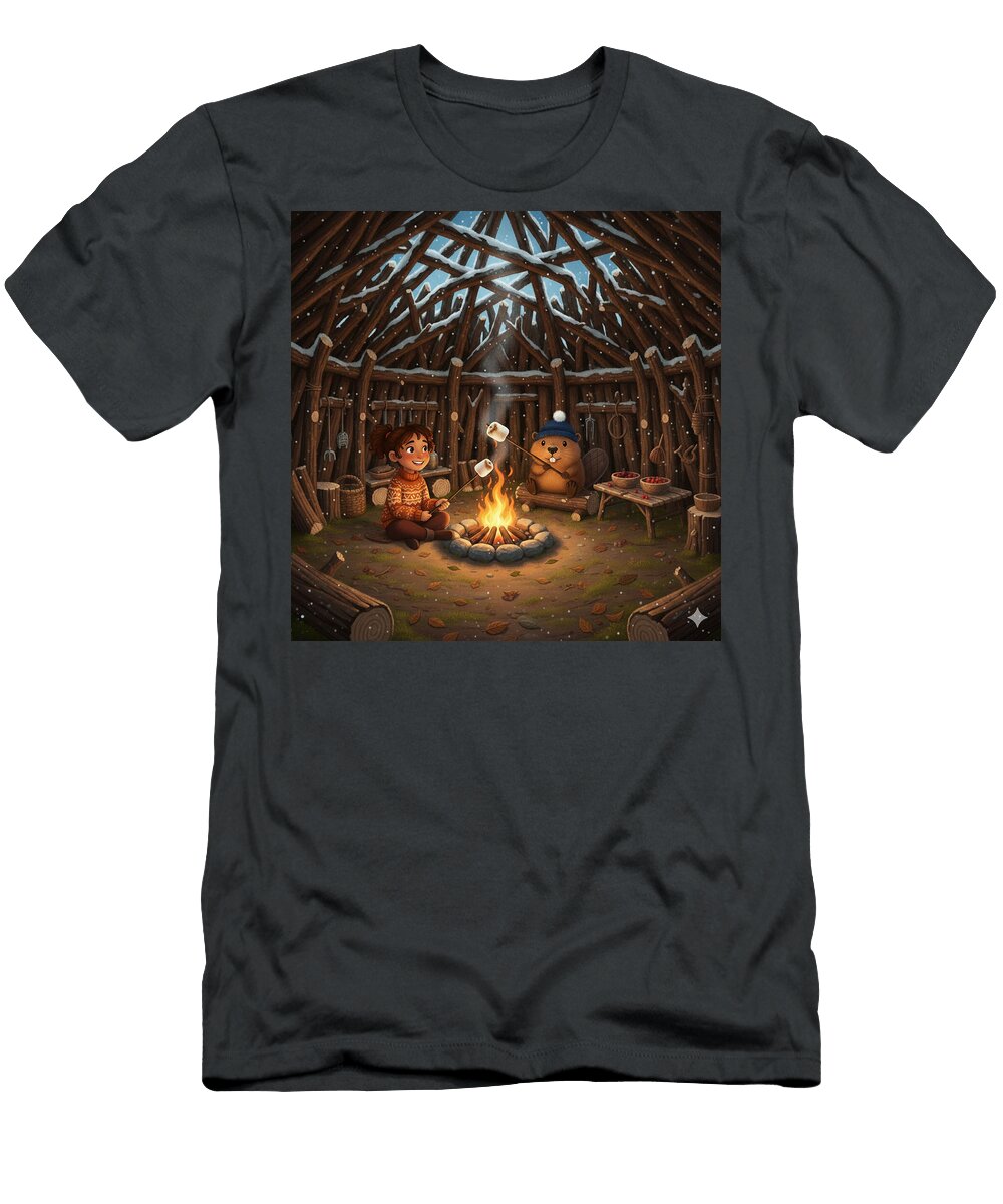 Cozy Marshmallow Roasting Indoors Patricia Jenkins T-Shirt