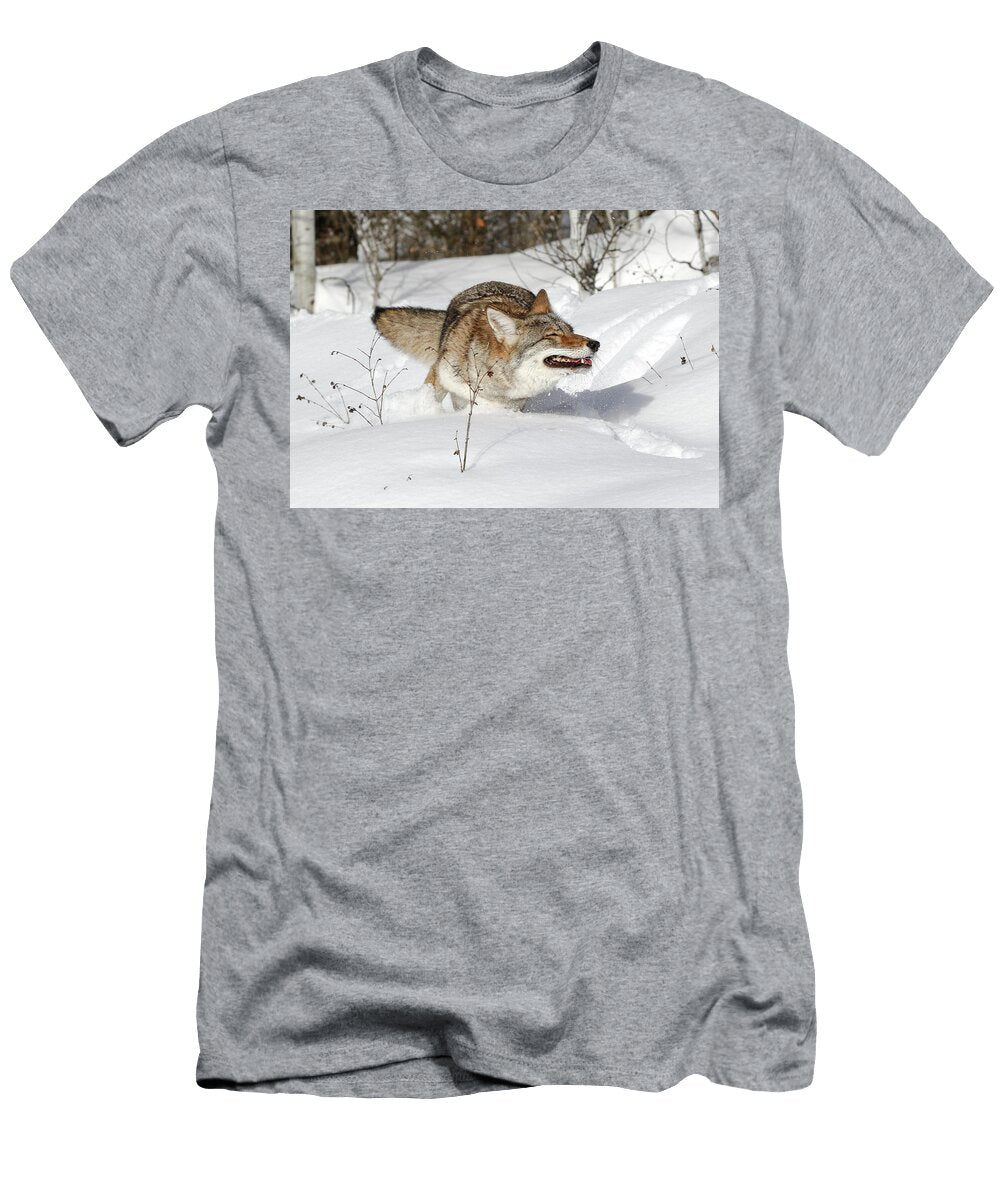Crashing in the Snow Coyote Athena Mckinzie T-Shirt