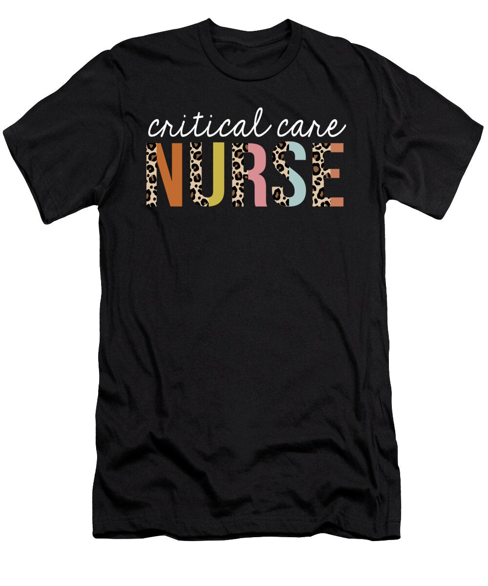 Critical Care Nurse Colorful Leopard Print Funny Jensen Cena T-Shirt