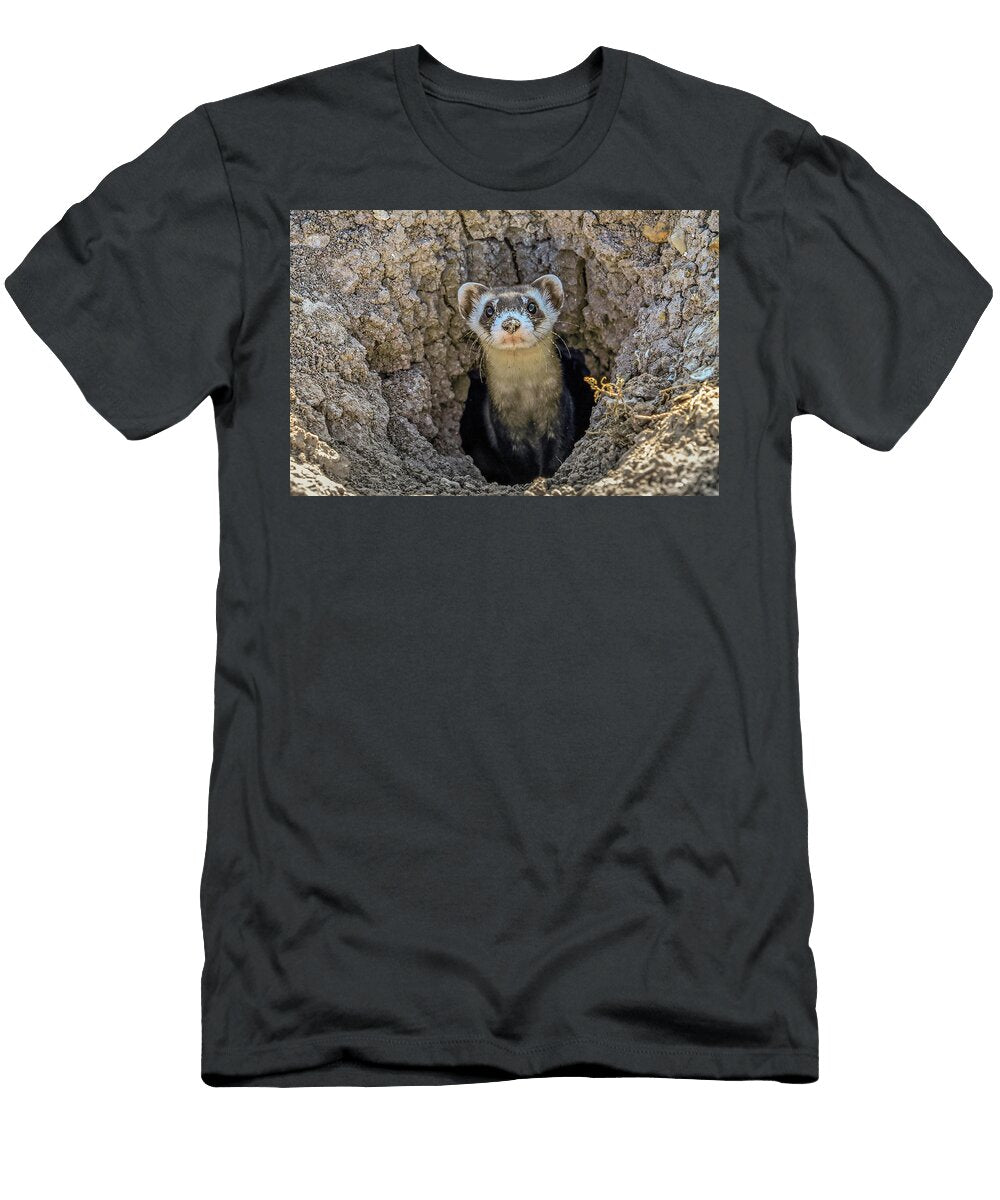 Curious Ferret in Burrow Keith R Crowley T-Shirt