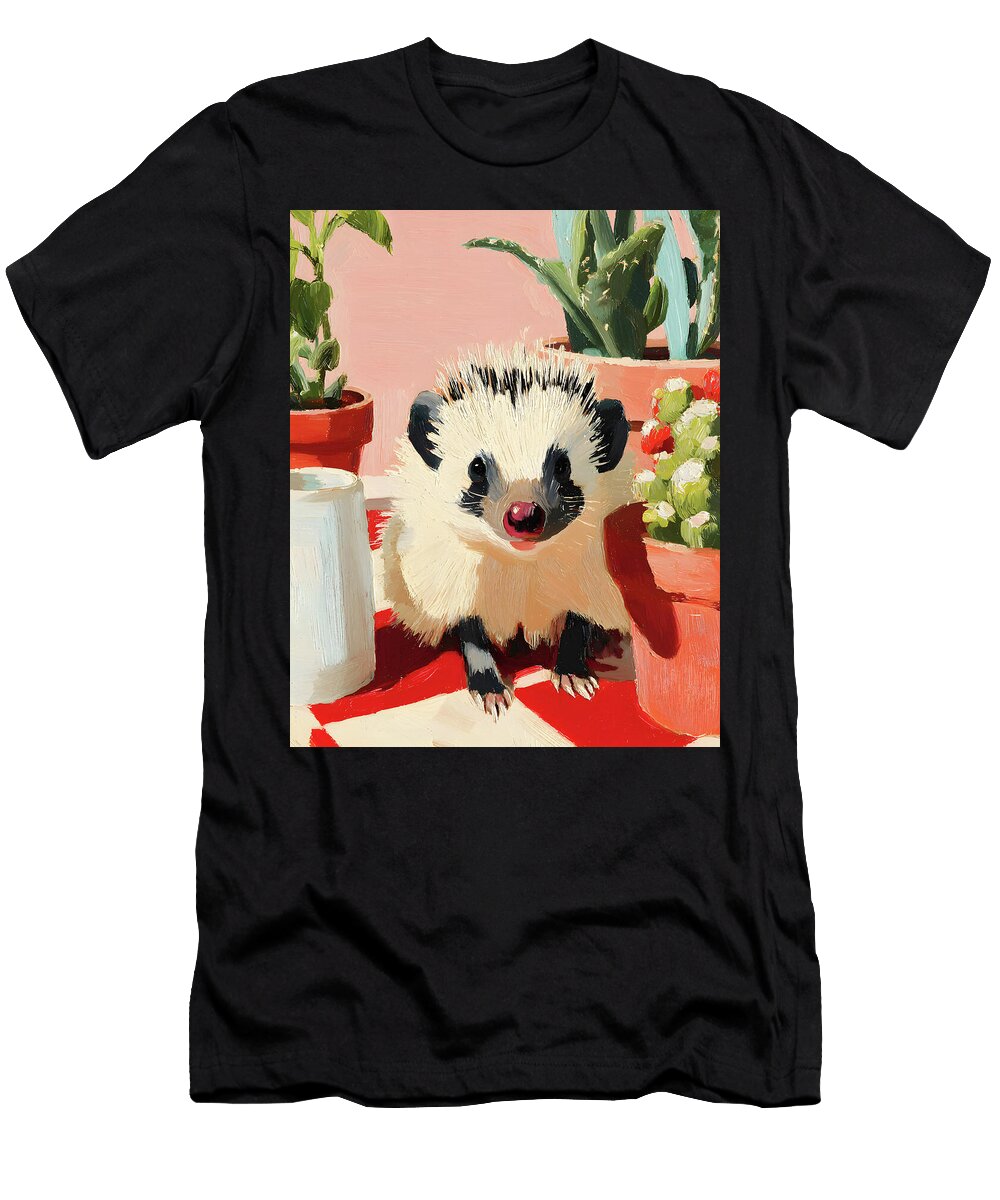 Curious Hedgehog Garden Companion Scene Sj Stalter T-Shirt