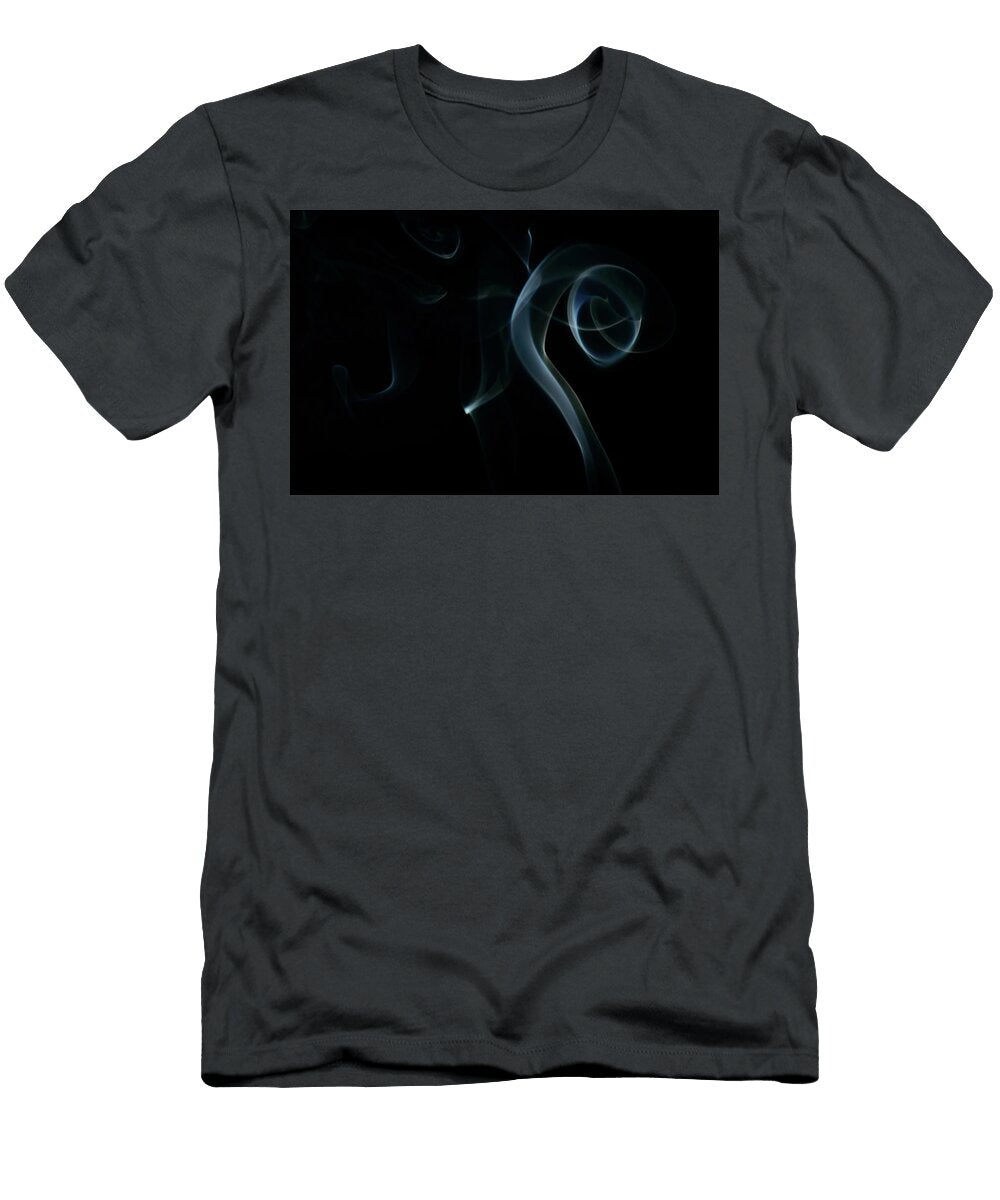 Curled Up Blue Abstract Moke Art Plume Johan Ferret T-Shirt