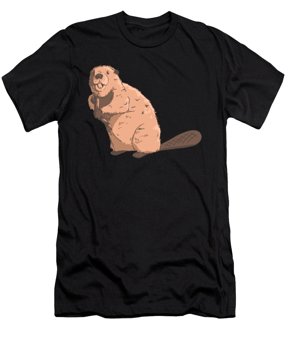 Cute Beaver Cartoon Kids Moon T-Shirt