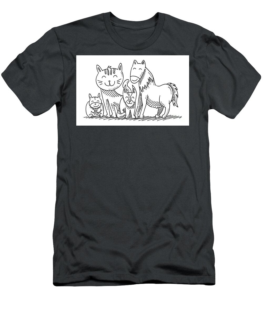 Cute Cartoon Animals Drawing Frank Ramspott T-Shirt