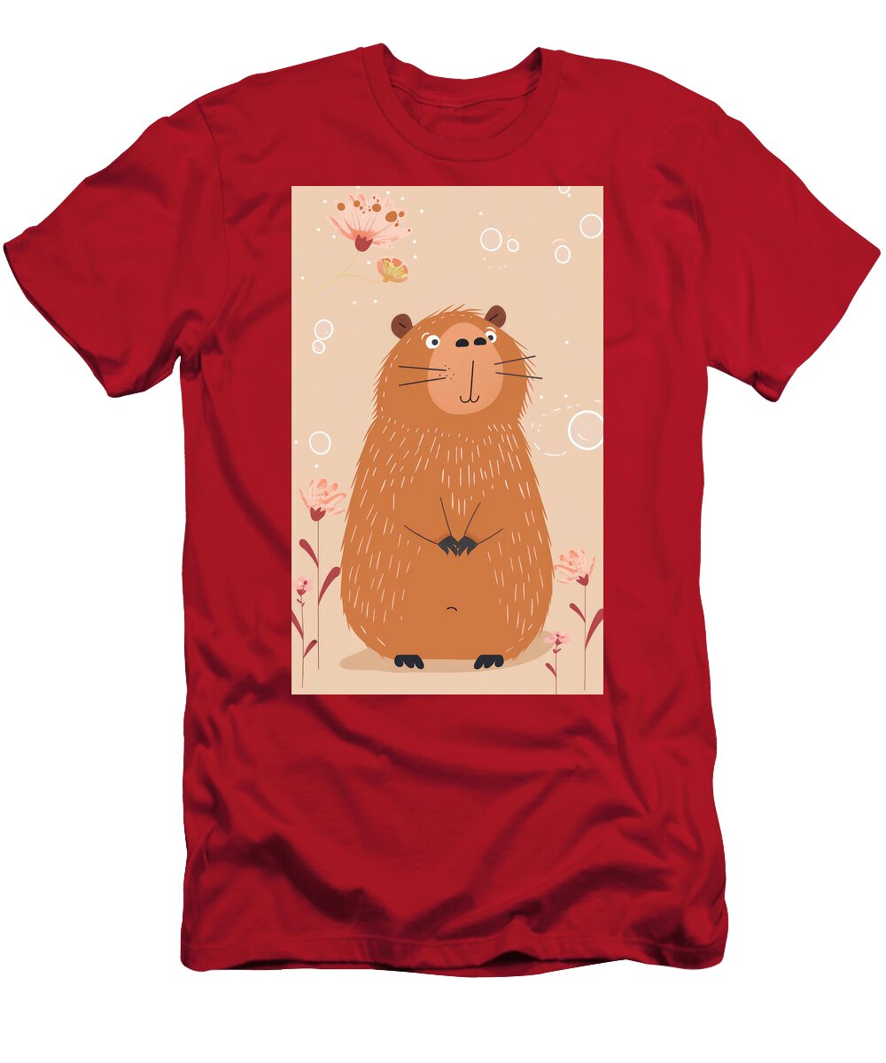 Cute Cartoon Brown Hamster in a Field Javen Starduck T-Shirt