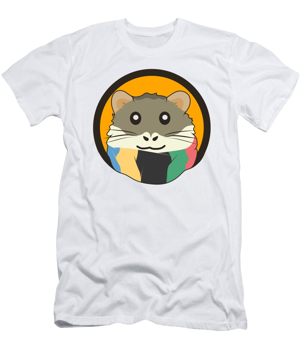 Cute Cartoon Hamster with a Multicolored Scarf Ardoun Shop T-Shirt