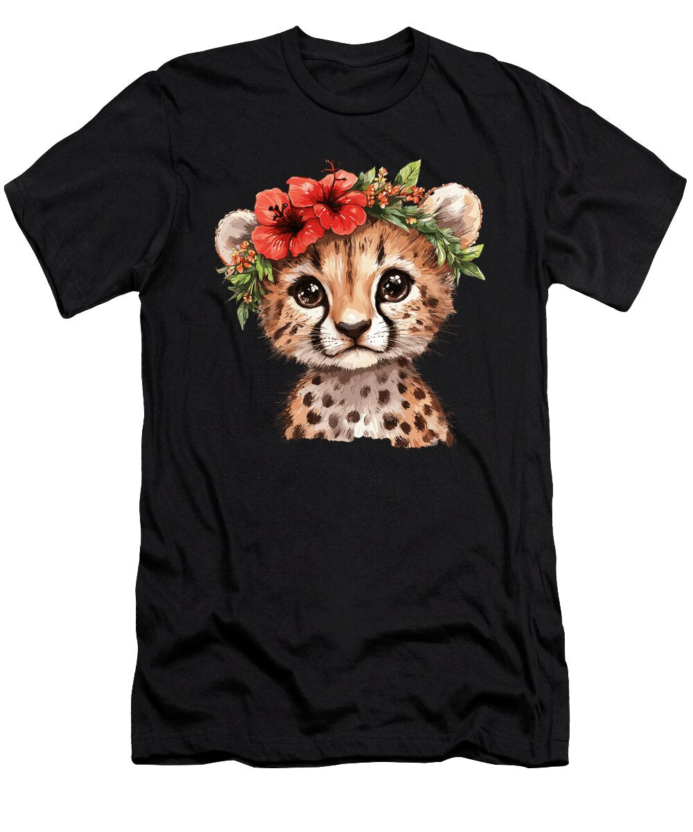 Cute Cheetah with Flower Crown Coami Tacti T-Shirt
