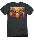 Cute Couples Playful Wild Boar Forest Animal Sharing a Kiss in a Field of Tulips At Sunset Eldre Delvie T-Shirt