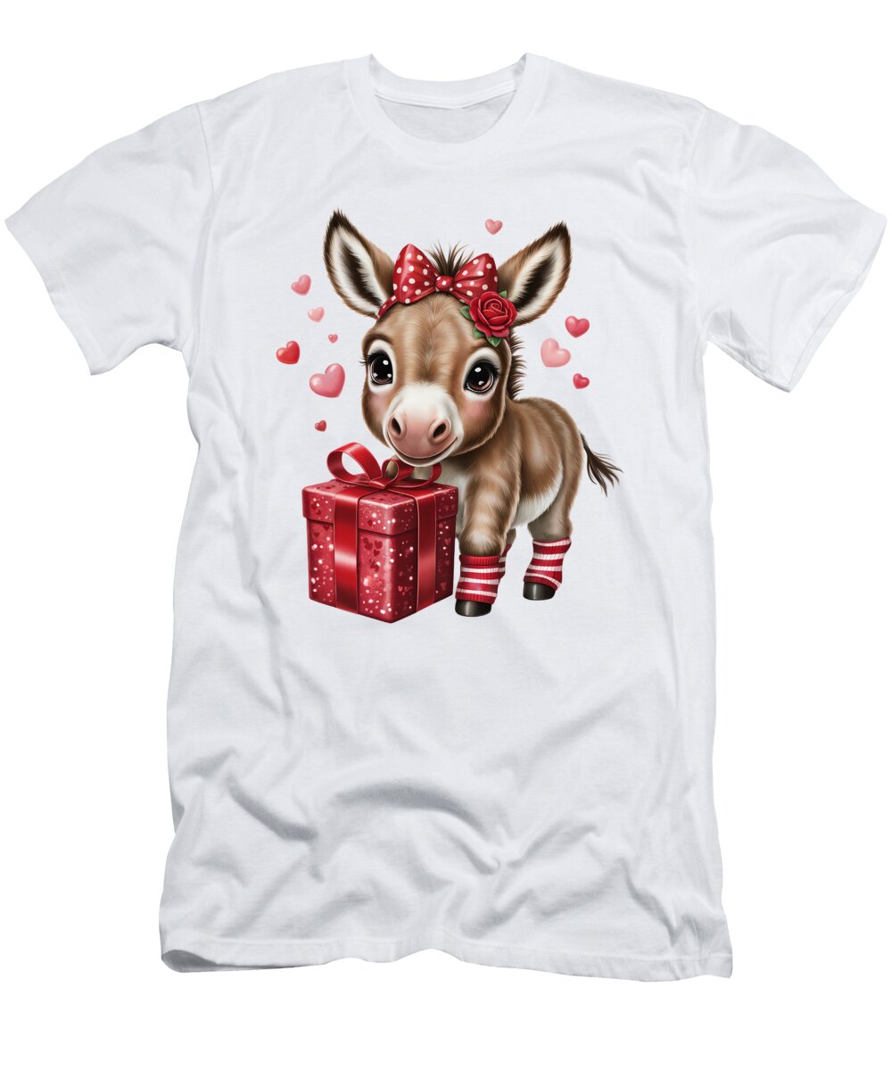 Cute Donkey with Gift Box Joanna Redesiuk T-Shirt