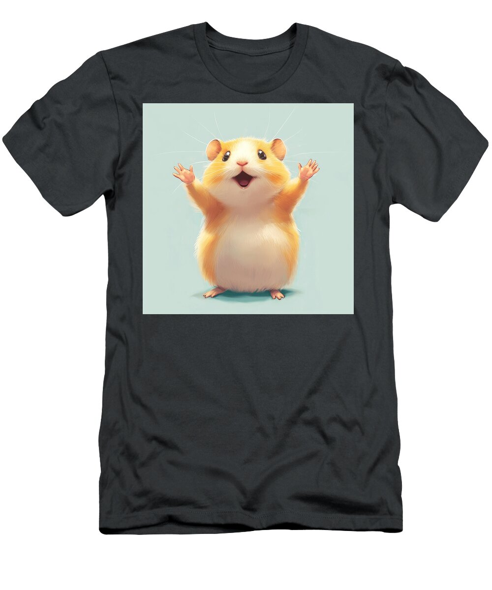 Cute Excited Hamster with Raised Paws Nikki Amica T-Shirt