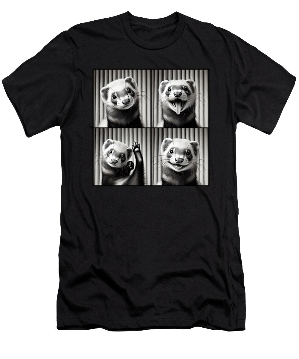 Cute Ferret Selfie Photo Funny Photobooth Ferret Lover Job T-Shirt
