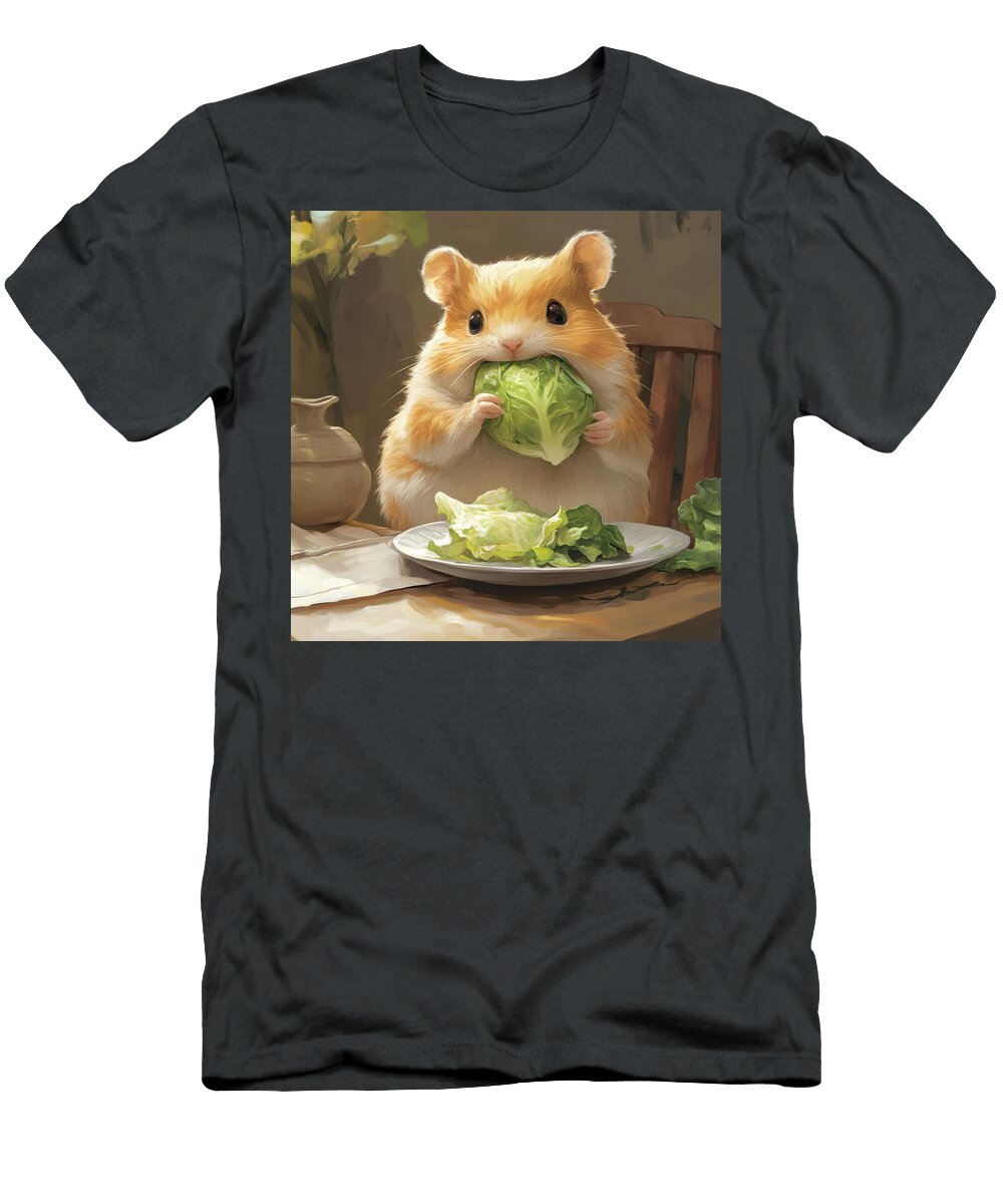 Cute Hamster Enjoys a Healthy Meal of Lettuce Maria Heaven T-Shirt