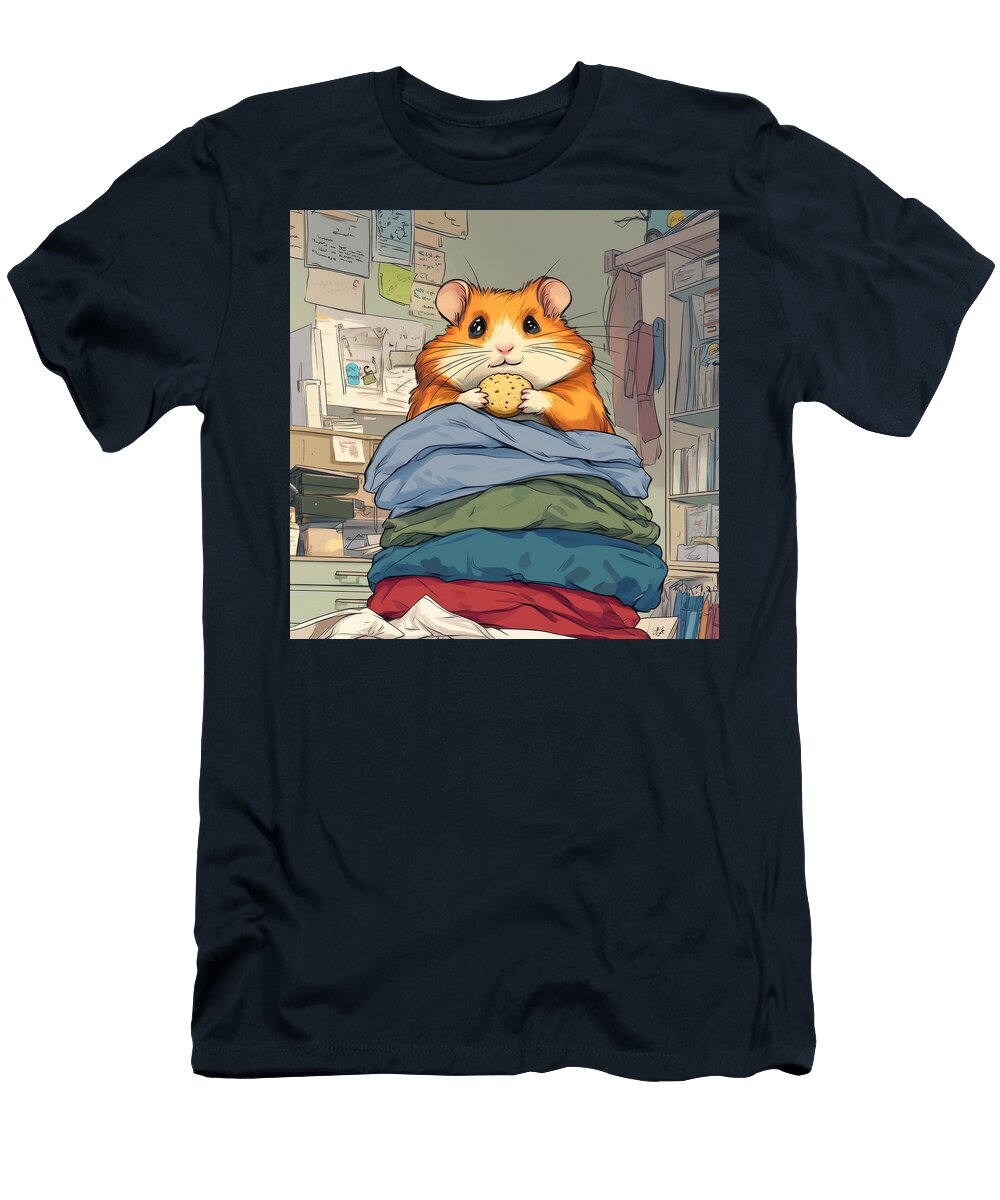 Cute Hamster Enjoys a Snack on Folded Laundry Wapoin Bennett T-Shirt