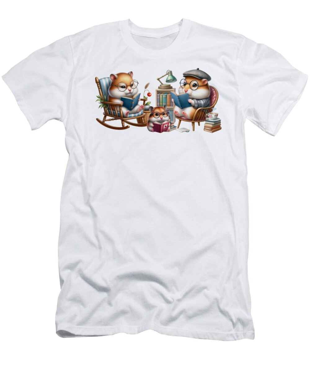 Cute Hamster Family Reading Arkitekta Art T-Shirt