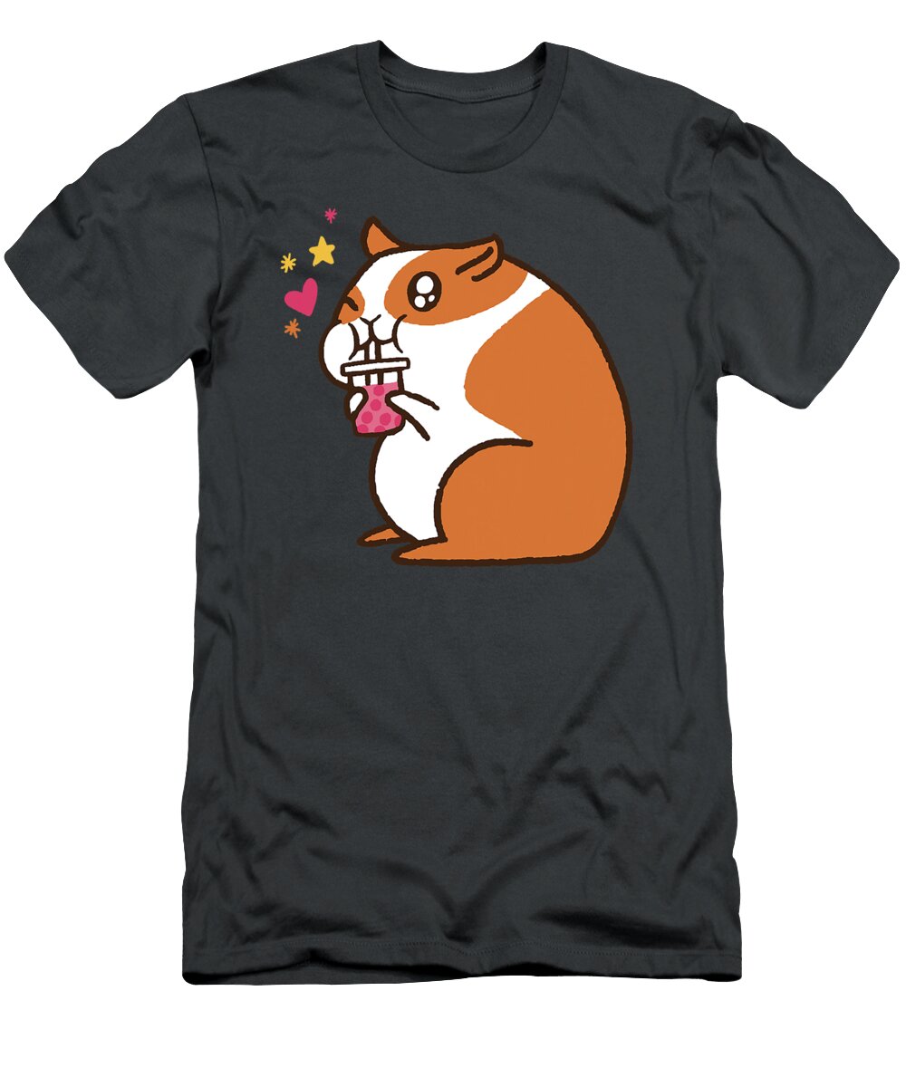 Cute Hamster Guinea Pig Bubble Tea Lennon Presley T-Shirt