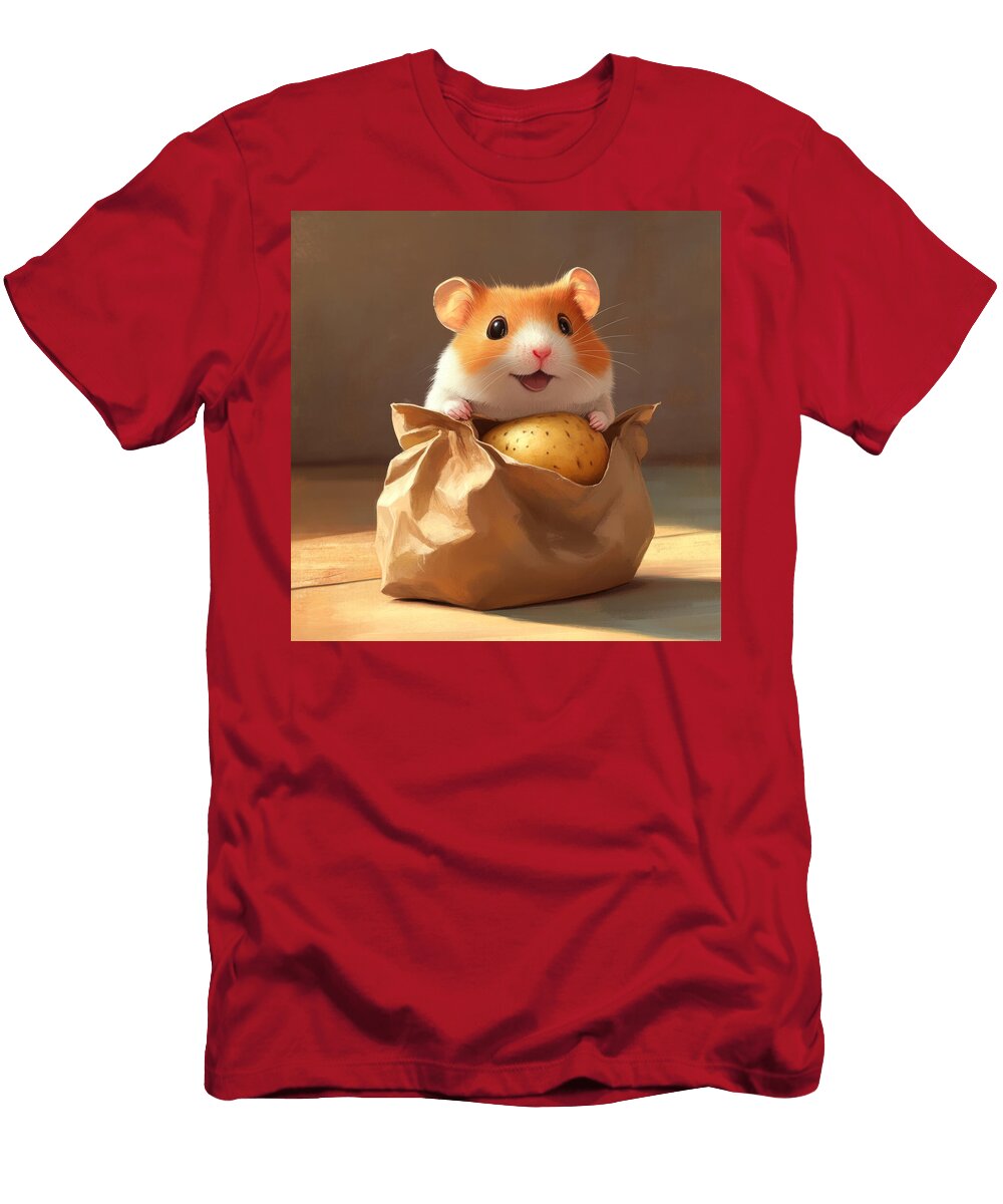 Cute Hamster Holding a Potato in a Paper Bag Rasali Sajala T-Shirt