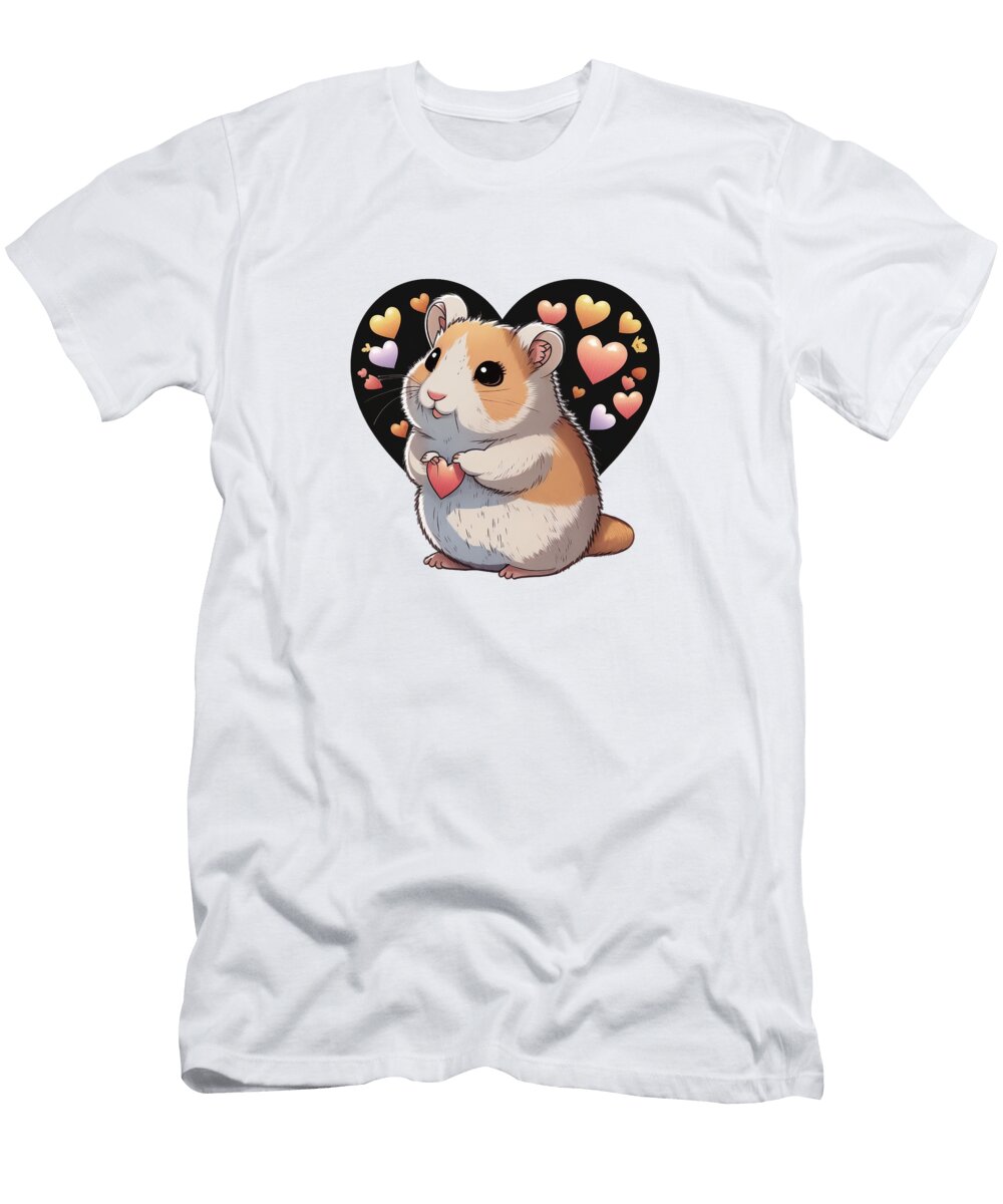 Cute Hamster Holding Heart in Hands Marija Starcevic T-Shirt