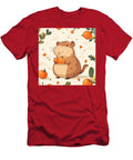 Cute Hamster Holding Oranges Floral Background Rotty Asmaw T-Shirt