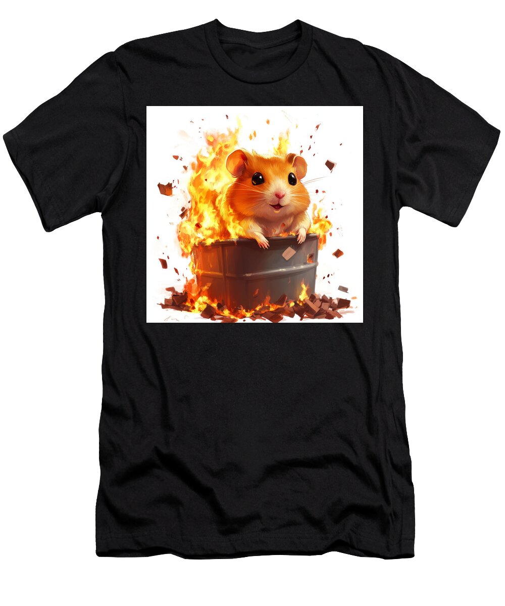 Cute Hamster in a Burning Barrel Lourdes Yoste T-Shirt