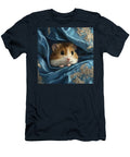 Cute Hamster Nestled in Blue Satin Blanket Damion Leanon T-Shirt