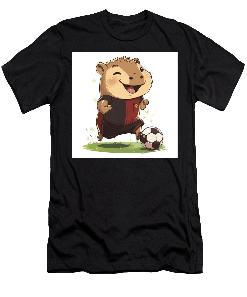 Cute Hamster Playing Soccer Cartoon Style Rotty Asmaw T-Shirt