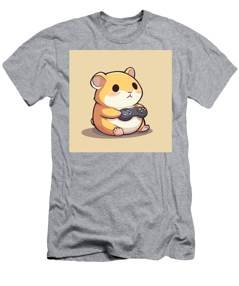 Cute Hamster Playing Video Games Mares Rarvajal T-Shirt