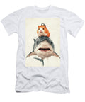 Cute Hamster Riding a Great White Shark Watercolor Painting Clint Mclaughlin T-Shirt