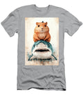 Cute Hamster Riding a Shark Watercolor Painting Clint Mclaughlin T-Shirt