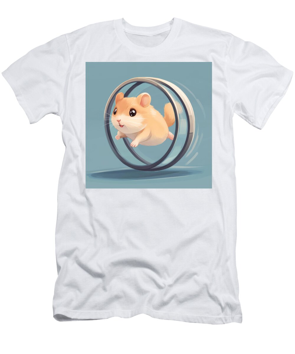 Cute Hamster Running in a Spinning Wheel Chesley Colle T-Shirt