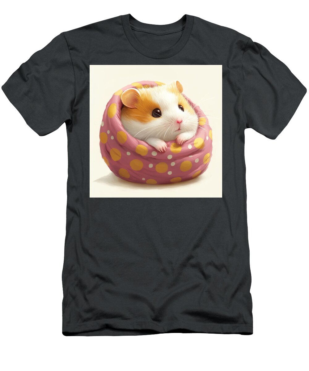 Cute Hamster Snuggled in a Polka Dot Blanket Domare Hire T-Shirt