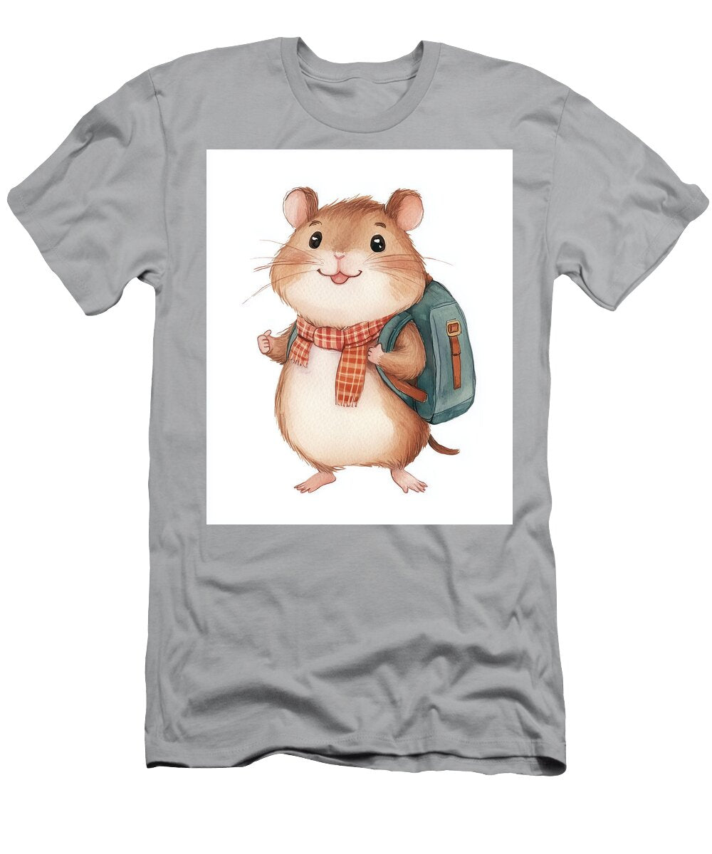 Cute Hamster Wearing Backpack and Scarf Nikki Amica T-Shirt