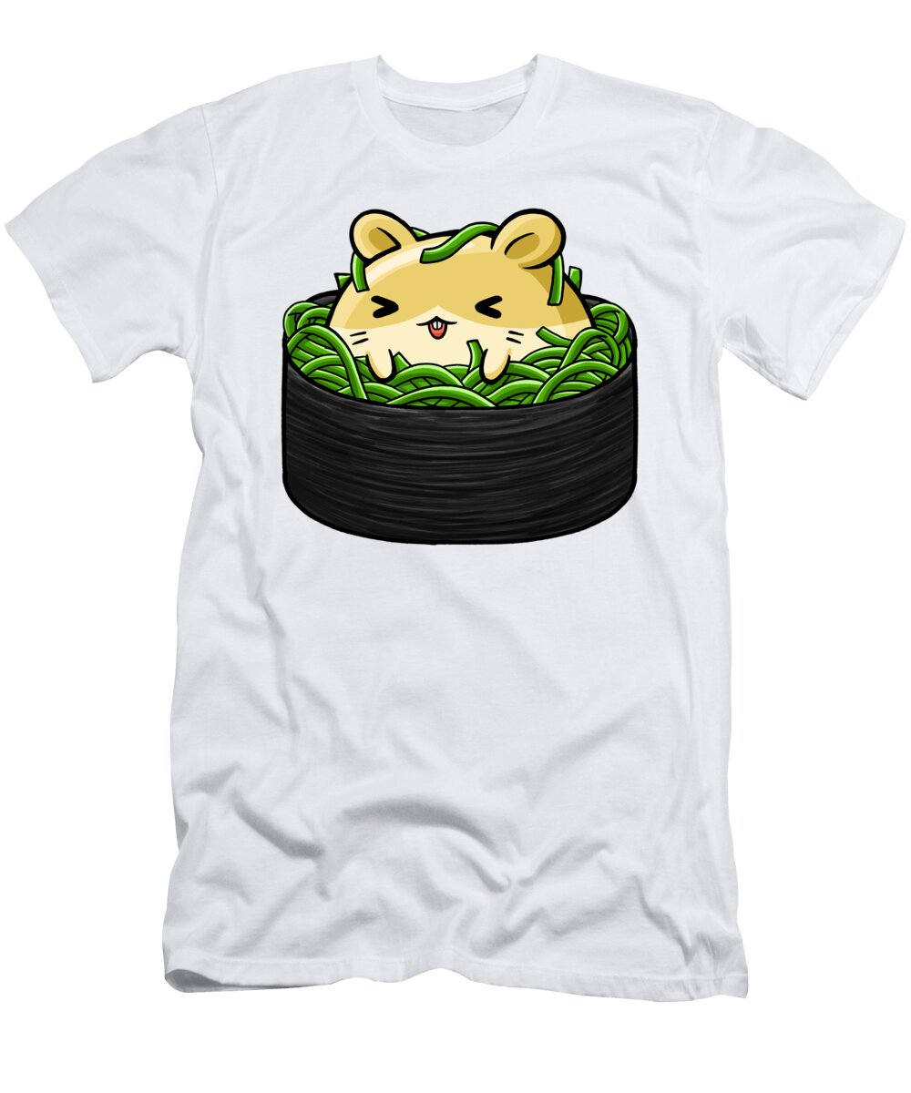Cute Hamster Wearing Sushi Costume Shirley Macnutt T-Shirt