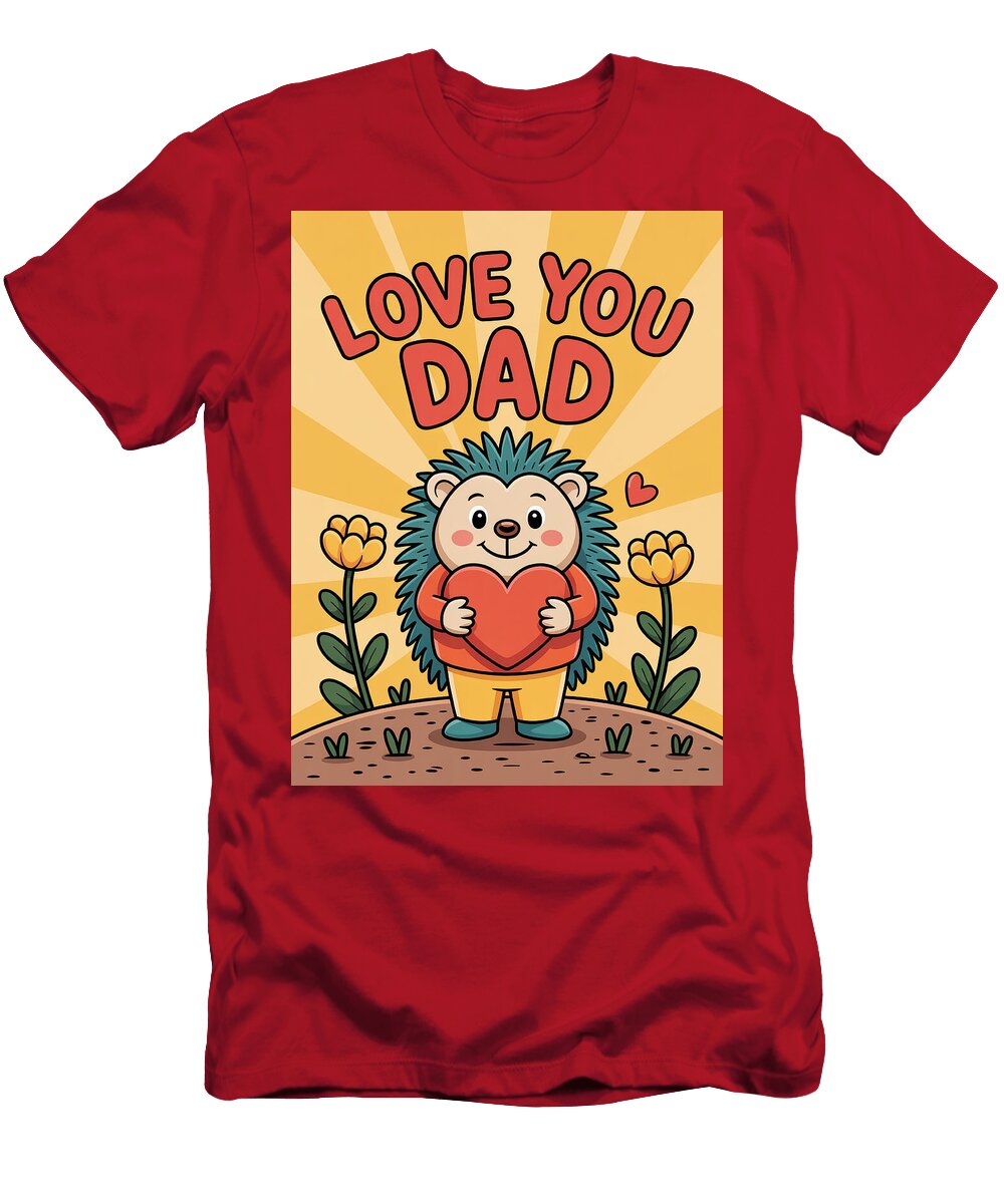 Cute Hedgehog Fathers Day Card Joanna Redesiuk T-Shirt