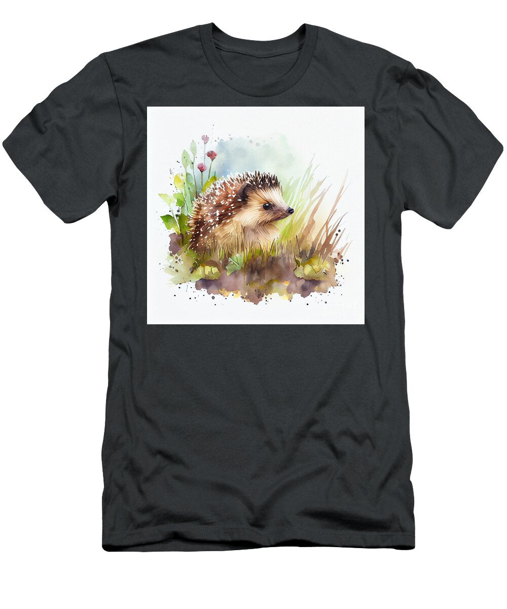 Cute Hedgehog in the Meadow K Watercolor By Asar Studios Celestial Images T-Shirt