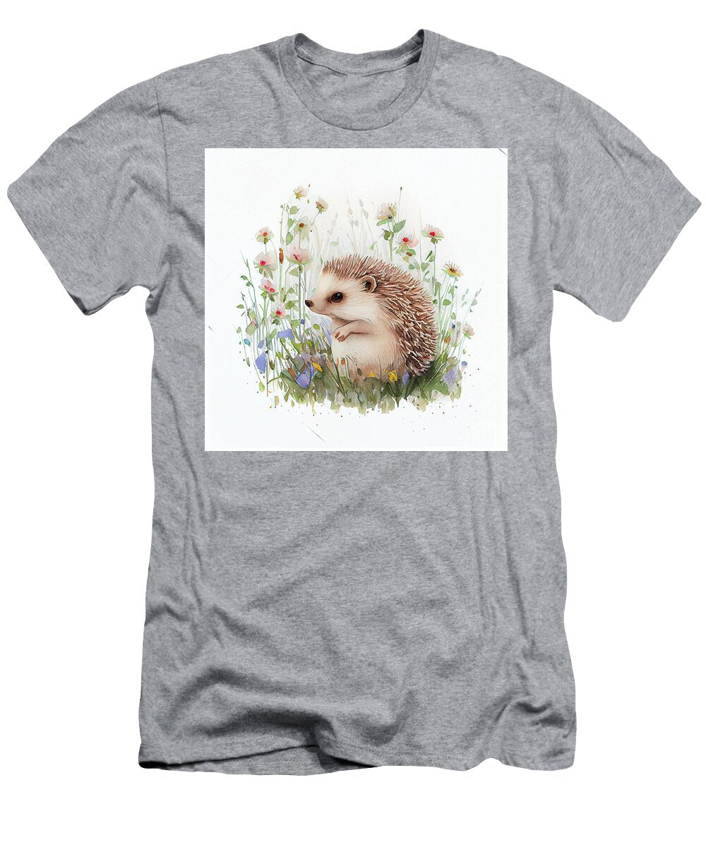 Cute Hedgehog in the Meadow K Watercolor White By Asar Studios Celestial Images T-Shirt