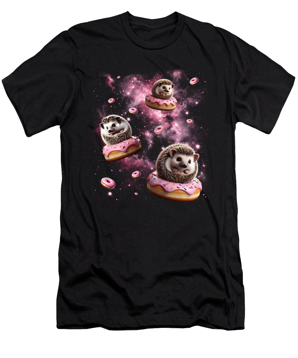 Cute Hedgehog Riding Donut Space Galaxy Hedgehog Lover Job T-Shirt