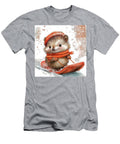 Cute Hedgehog Sledding in the Snow Watercolor Illustration Rhys Jacobson T-Shirt